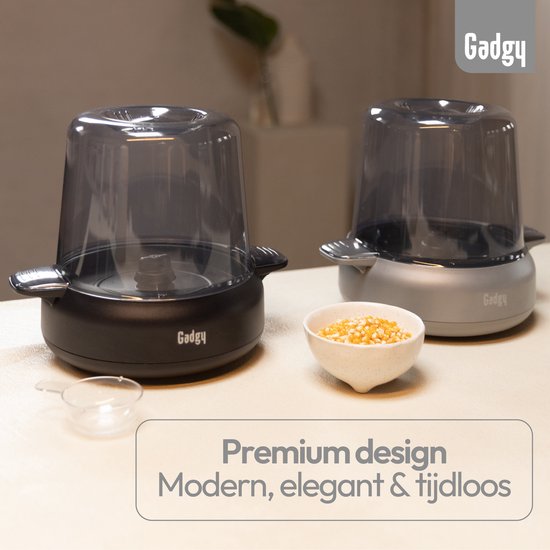 Gadgy Premium Popcornmachine – Popcornmaker - Vers & Huisgemaakt Popcorn in 4–5 Minuten - 500W - Zwart