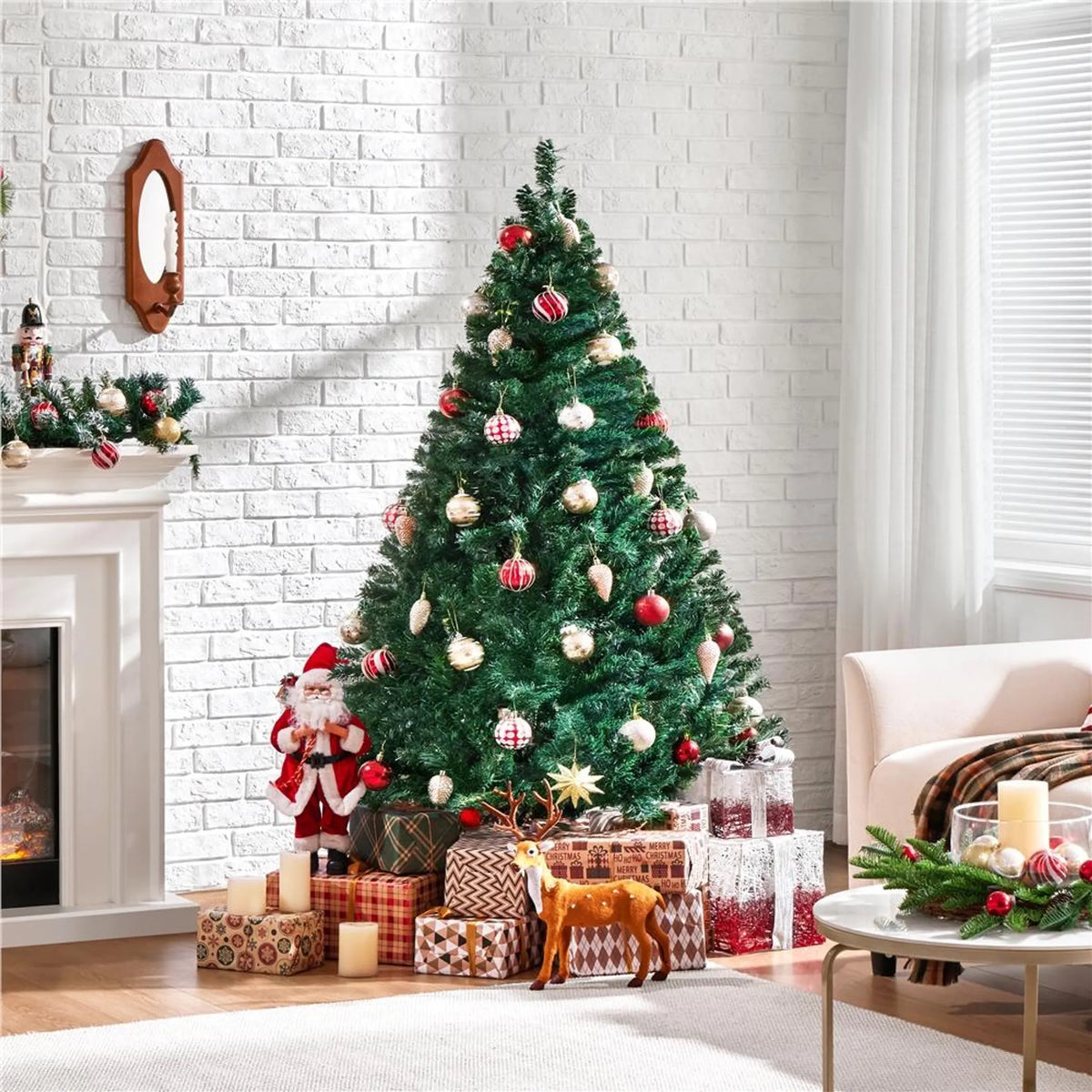 Yaheetech Kunstkerstboom - Groen - 110 x 183 cm - Opvouwbare Metalen Standaard