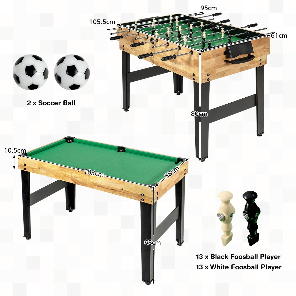 Coast Multifunctionele Speeltafel - 10-in-1 spellen - Stapelbaar ontwerp - Hout - 105,5 x 61 x 80 cm