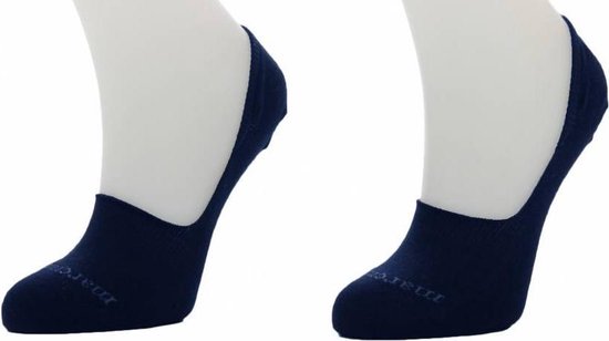 Marcmarcs - 2 paar onzichtbare sneakersokken - Antislip tape op hiel - Maat 38 - Blauw