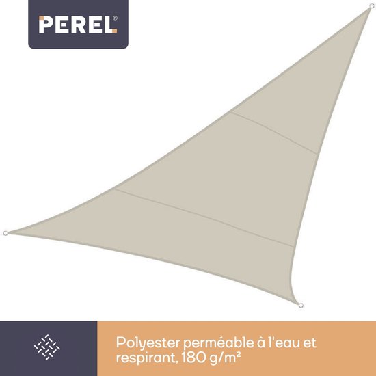 Perel Schaduwdoek waterafstotend 3.6 x 3.6 x 3.6 m 160 g/m² polyester driehoek crème