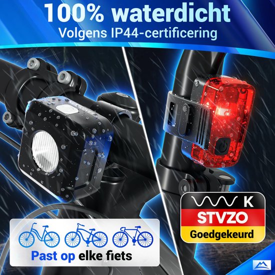 Nextcover Fietslicht Voor en Achter | Fiets Licht USB-C Oplaadbaar & IPX4 Waterdicht | Fietsverlichting Set met 6 Uur Accuduur | Voorlicht en Achterlicht | Fietslamp LED Wit en Rood | Fietslampjes voor alle Fietsjes | Fiets Lamp