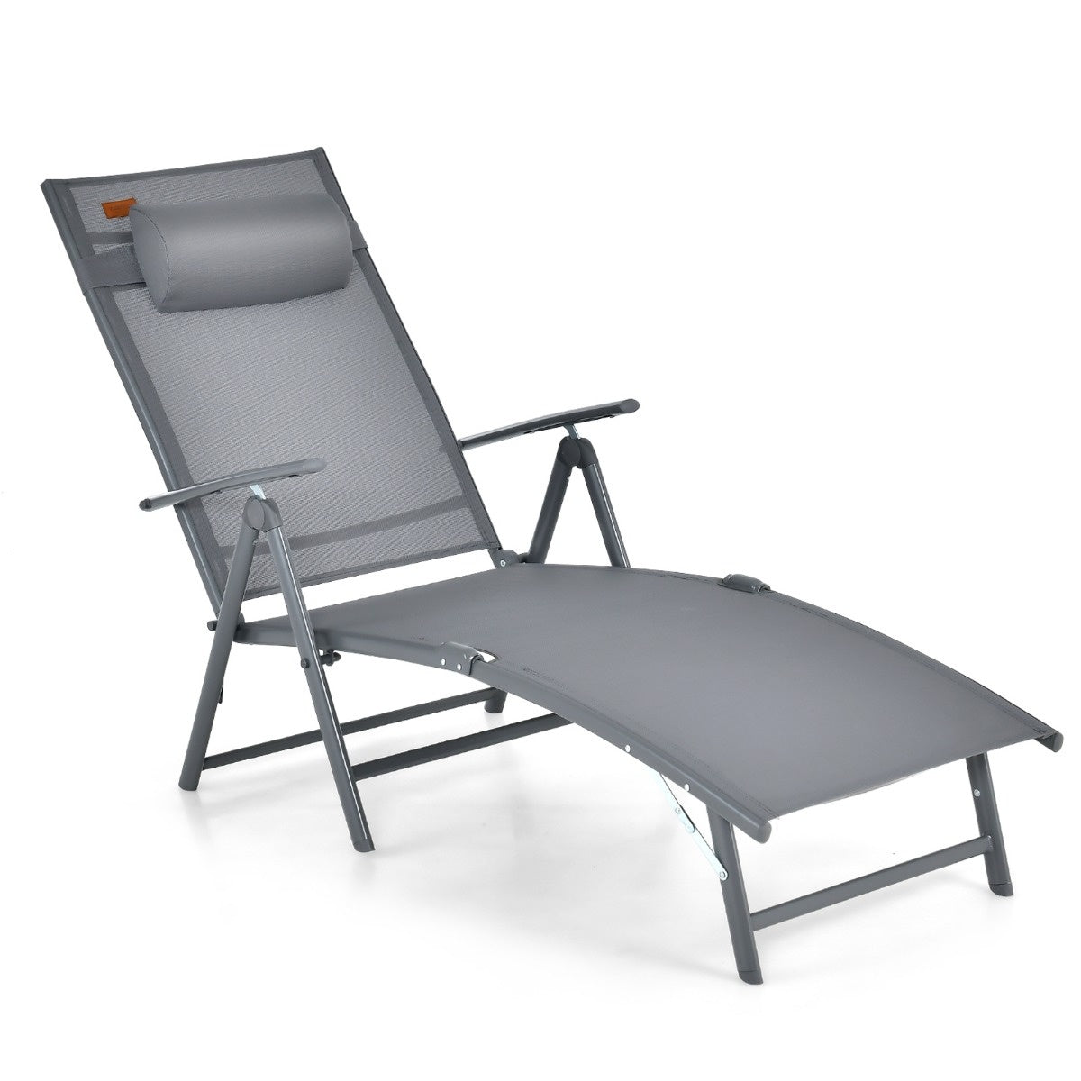 Coast Sun Lounger Garden Lounger met hoofdsteun 7 verstelbare rugleuningen grijs