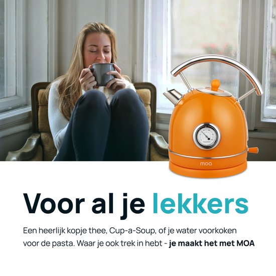 MOA Waterkoker Retro - 1,8L - Retro - 2200W - RVS - Oranje
