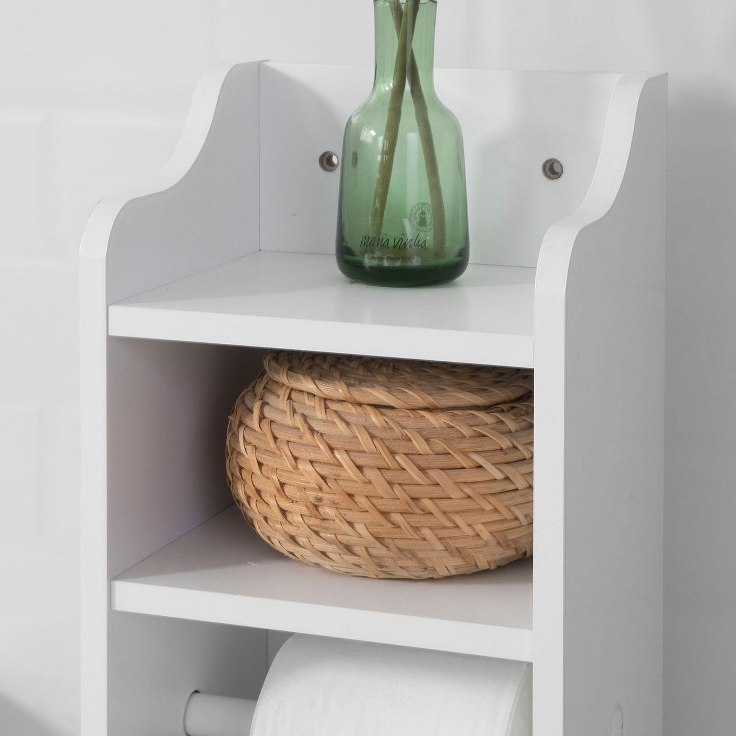 SoBuy Toiletkast met WC-Rolhouder - Wit - 20x100x18 cm