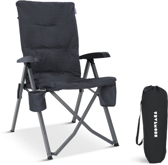 TRVLMORE Campingstoel Luxe - Opvouwbaar - 150KG Draagvermogen - Incl. Draagtas - Klapstoel - Kampeerstoel - Vouwstoel - Grijs