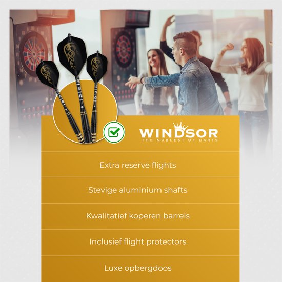 WINDSOR® Cavalier 3 Dartpijlen Set - Incl. Opbergdoos, Flights