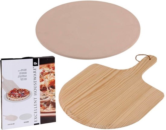 Excellent Houseware Pizza-baksteen - met pizza-schep