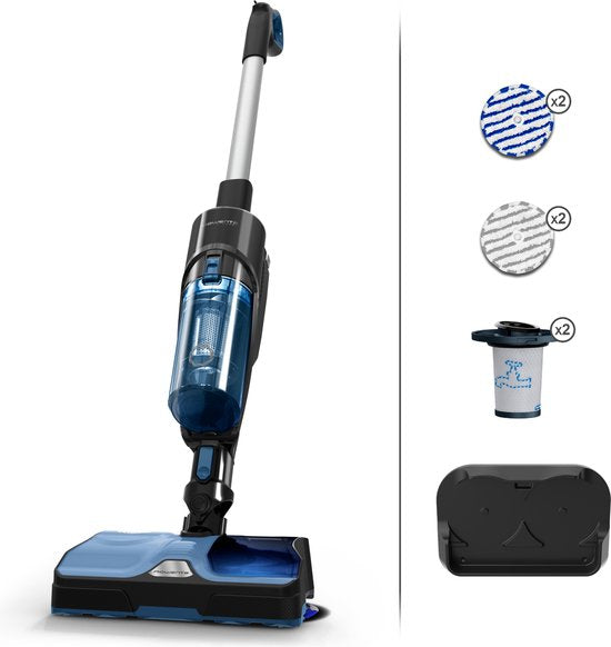 Rowenta X Combo 2in1 GZ3038 - Verticale Stofzuiger - Droog en Nat - Zwart/Blauw