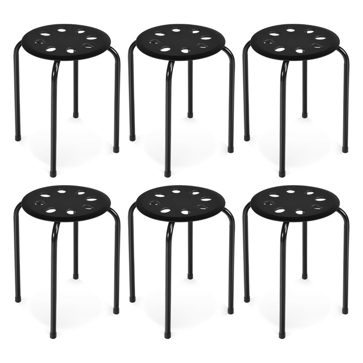 Stapelkruk Set van 6 Stapelbare Metalen Kruk Eetkamerkruk Kruk voor Thuis Kantoor Klaslokaal 44,5 cm Zithoogte 30 x 30 x 44,5 cm