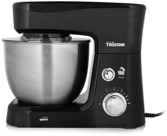 Tristar Keukenmachine 800W - Keukenrobot 4,5L - RVS mengkom - 12 programma's - Zwart