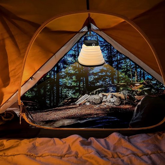 Tech Essentials Solar LED Lantaarn - Opvouwbaar - Zwart - Tentlamp - Led Lamp Oplaadbaar - Kamperen - Nood - Storm - Hanglamp - Zonne Energie