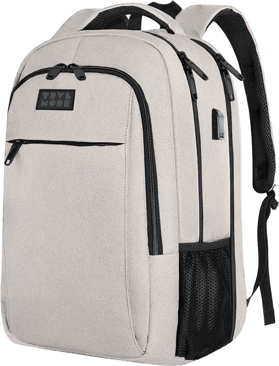 TRVLMORE Rugzak met Levenslange - Rugtas met 15,6 Inch Laptopvak - Schooltas - Spatwaterdicht - Heren en Dames - Jongens en Meisjes - 28L - Champagne