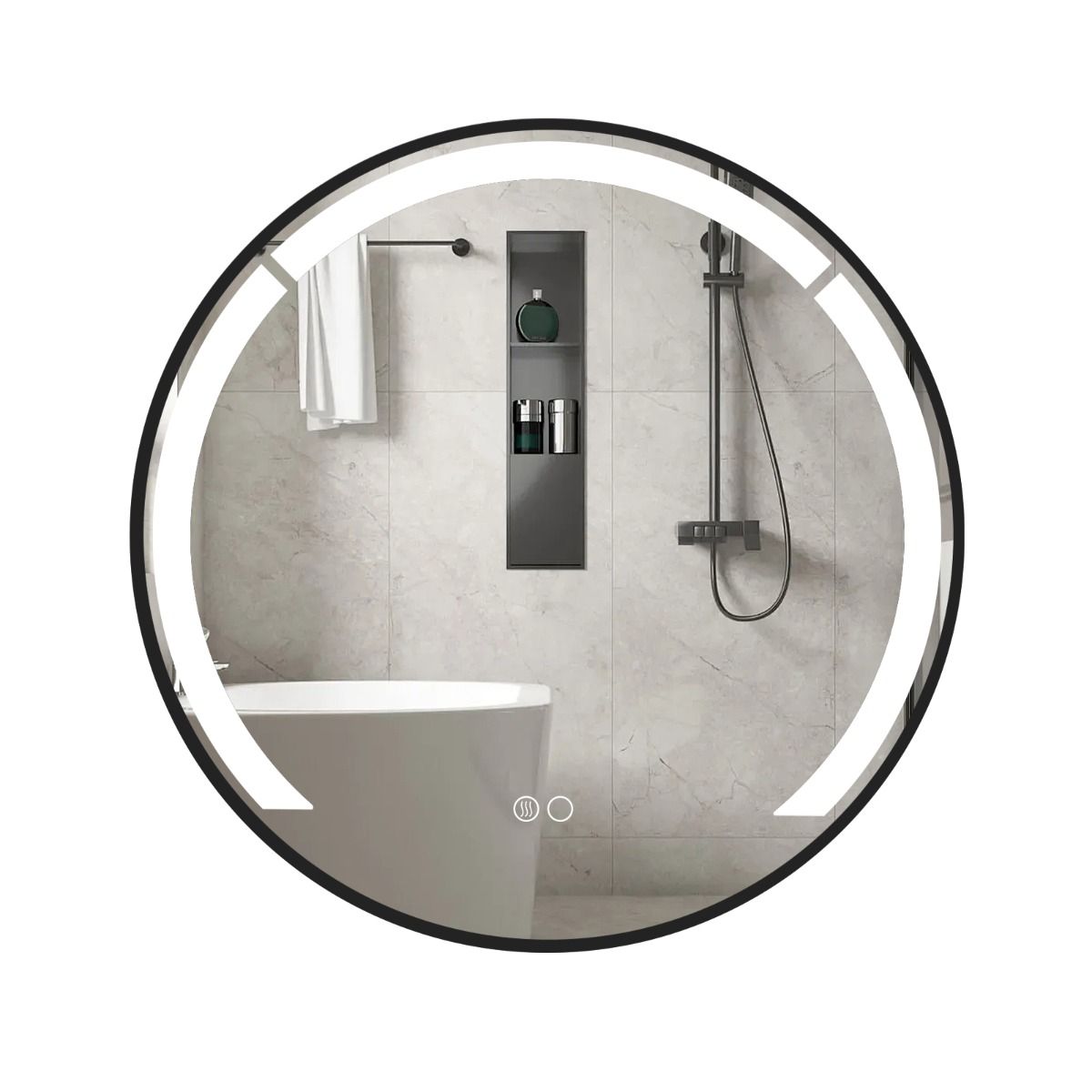 Coast Ronde Badkamerspiegel - dimbare LED-verlichting - anticondensfunctie - zwart - 60cm