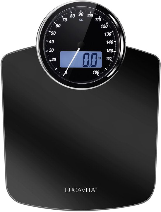 LUCAVITA® Personenweegschaal Dual Display Retro met Meetlint Lichaam - Digitaal - Analoog - Analoge - Beste Koop - Vintage