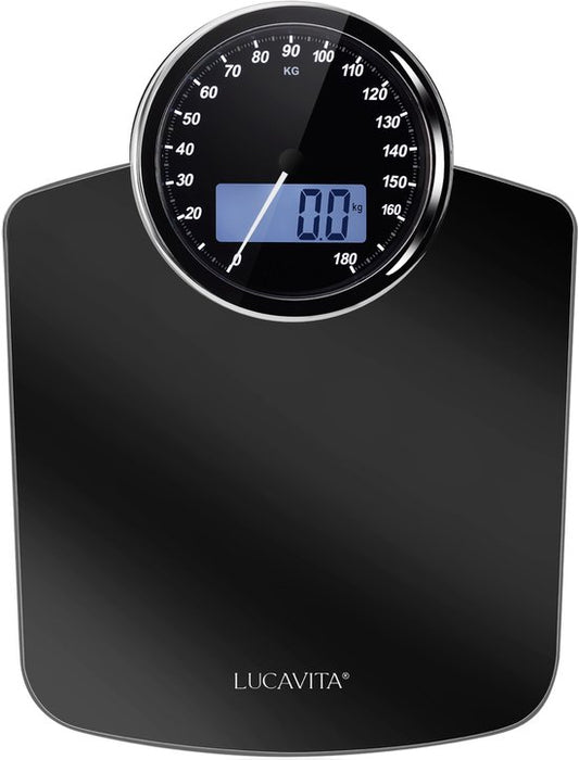 LUCAVITA® Personenweegschaal Dual Display Retro met Meetlint Lichaam - Digitaal - Analoog - Analoge - Beste Koop - Vintage