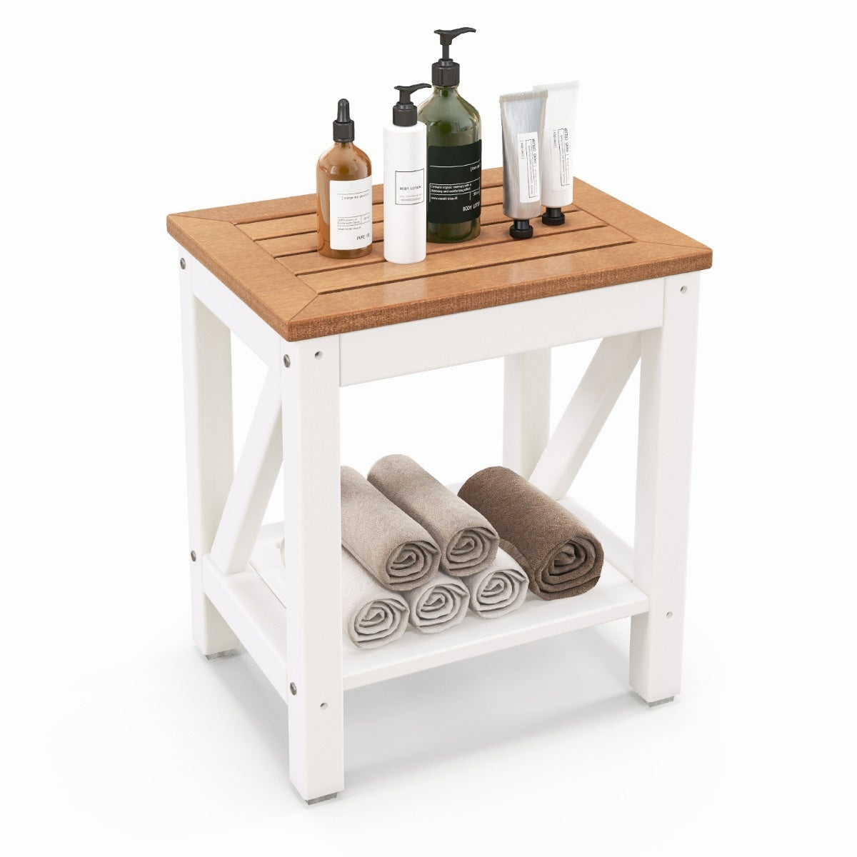 Coast douchebank badkamerbank met plank tot 150 kg veerkrachtige waterdichte badkamerbank 43 x 32 x 47 cm