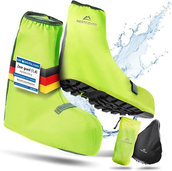 Nextcover® Overschoenen Waterdicht | 100% Waterdichte Regenschoenen Fiets | Reflecterende Schoenovertrek Herbruikbaar| Regenhoezen voor Schoenen | Overschoenen | Schoenbescherming | Fietsoverschoenen
