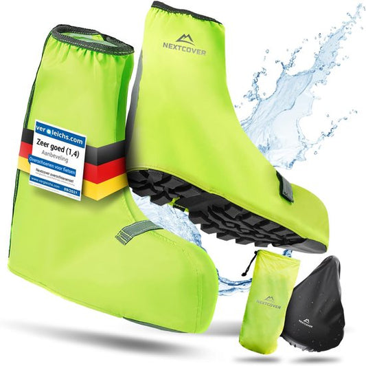 Nextcover® Overschoenen Waterdicht | 100% Waterdichte Regenschoenen Fiets | Reflecterende Schoenovertrek Herbruikbaar| Regenhoezen voor Schoenen | Overschoenen | Schoenbescherming | Fietsoverschoenen