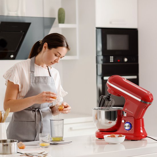 KitchenBrothers - Keukenrobot - 5L - Keukenmixer - 1200W - Rood
