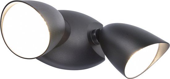 LUTEC Shrimp - LED security wandlamp voor buiten - Dag/nacht sensor - Premium aluminium - Tweekoppig - 1700Lm krachtig licht - 4000K helder wit licht - Mat zwart