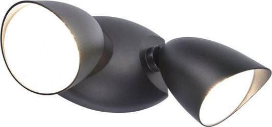 LUTEC Shrimp - LED security wandlamp voor buiten - Dag/nacht sensor - Premium aluminium - Tweekoppig - 1700Lm krachtig licht - 4000K helder wit licht - Mat zwart