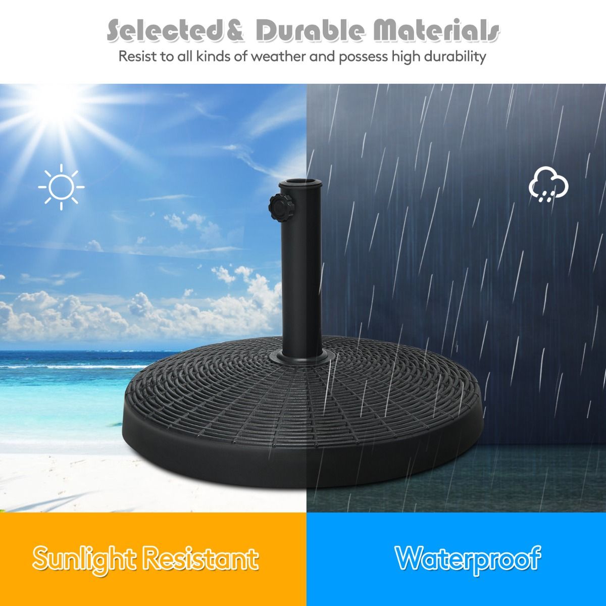 Coast Paraplubak Hars 22kg - Verstelbaar voor 38mm en 48mm - Rotan Ontwerp - Zwart - 52x36cm