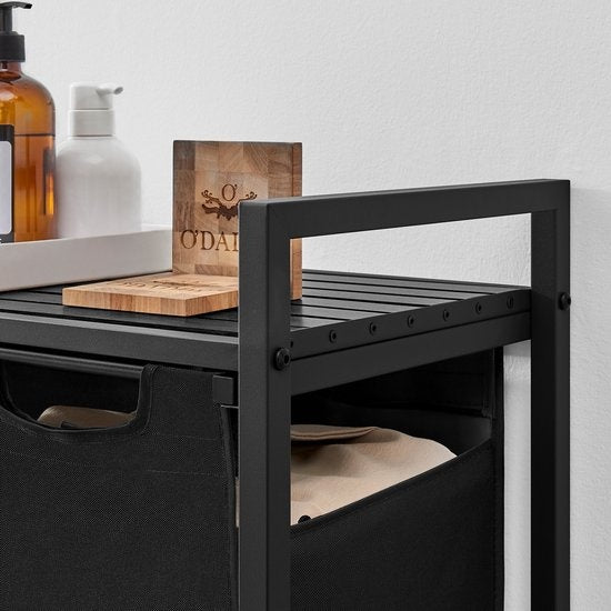 O'DADDY Wasmand – Met Plank & 3 Vakken – 114 liter – 92,5 x 33 x 71 cm – Dark Grey