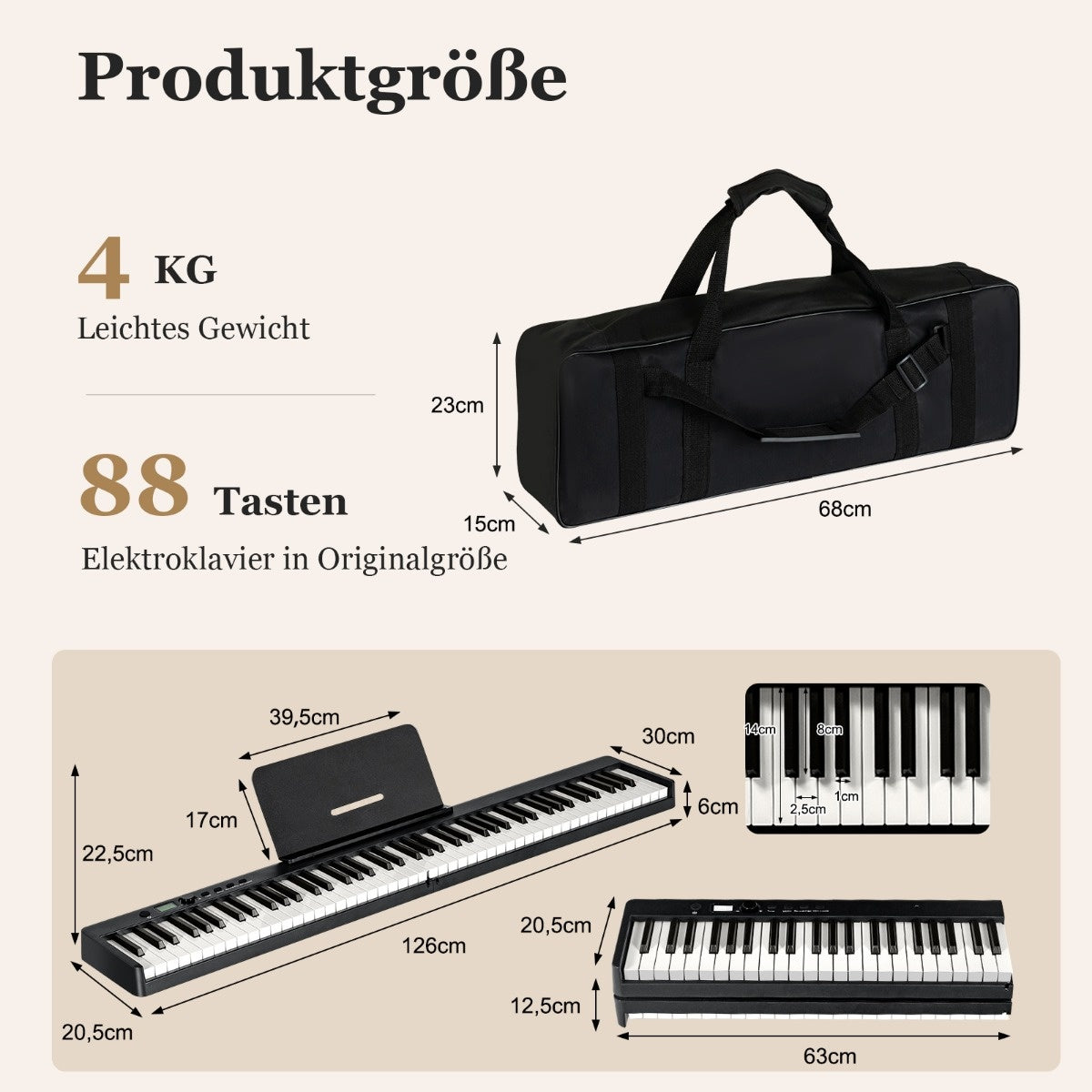 Coast opvouwbare e-keyboard opvouwbaar met 88 verlichte toetsen digitaal toetsenbord digitaal toetsenbord zwart