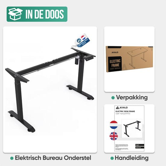 Avalo Bureauonderstel Elektrisch Verstelbaar - Geschikt Voor Bureaublad 60-80 x 100-160cm - Zwart