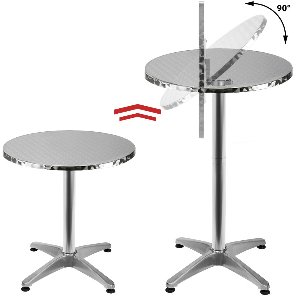 Casaria Statafel 2in1 - Verstelbaar Inklapbaar - \/ 60 cm Zilver