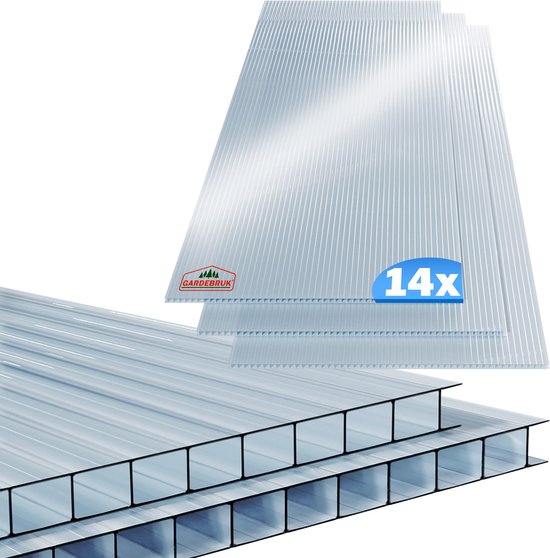 14x Polycarbonaat Platen - UV-Bestendig 60,5x121cm 10,25m² - Transparant