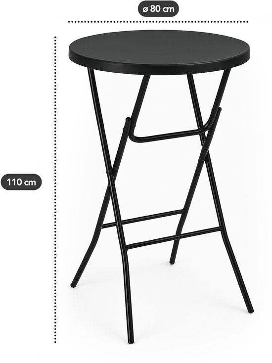 Brixy 2x Stevige Zwarte Statafels - Partytafel - Robuust en Weersbestendig - Inklapbaar - 80cm x 110cm - Feest