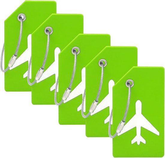 EverNeeds Bagagelabel - Siliconen - Groen - 5 Stuks - 5x9 cm