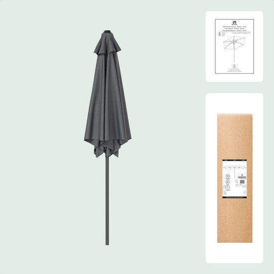 LifeGoods Parasol - Tuin - Ø270 cm - 30° Kantelbaar - Waterdicht - Donkergrijs