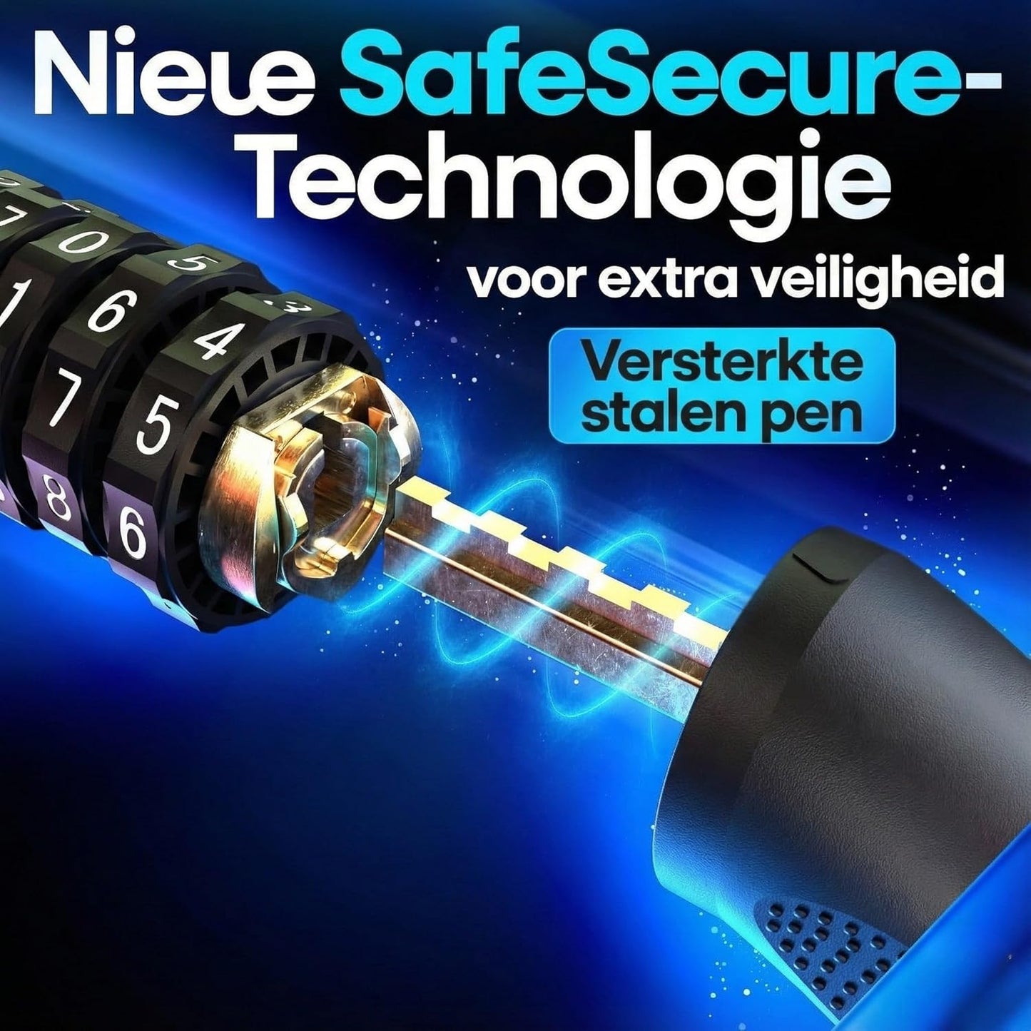 NEXTCOVER® Fietsslot LockOne met combinatiecode I - [SAFESECURE] cijferslot zeer veilig fietsslot cijferslot I robuust & duurzaam kettingslot fiets I Fietsslot