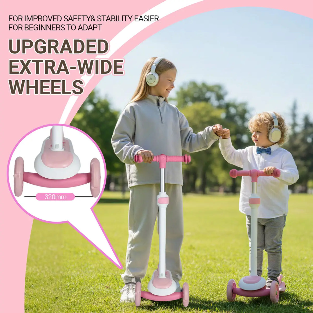 Neuleb Balansstep met Verlichte Wielen - Extra Breed Deck - Roze