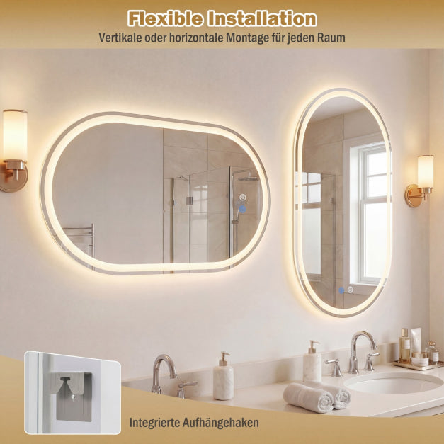 Coast LED Badkamerspiegel – 80 x 50 cm – Dimbaar – Anti-condens – Zilver