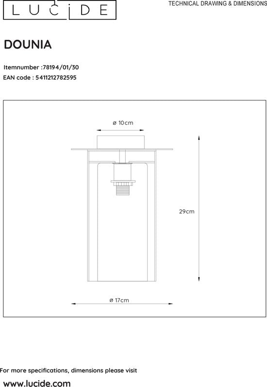 Lucide DOUNIA Plafonnière - Ø 17 cm - E27 - Zwart