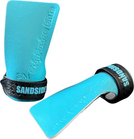 Sandside CrossFit Grips Elite 2.0 - Kleverige Hand Grips - Geen Krijt - Fitness Handschoenen - Vingerloze Grips - Hemelsblauw L/XL