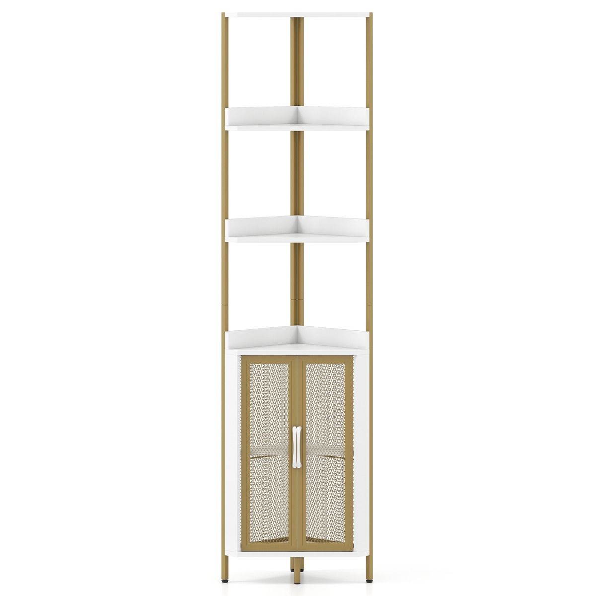 Coast Hoekboekenkast - 6 planken - metalen frame - rustiek bruin en zwart - 170 cm hoog