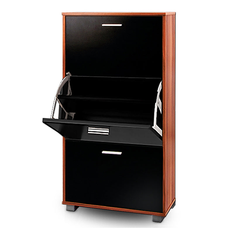 Schoenenkast - 3 Kleppen - 115x60x24cm - 18 Paar Schoenen -Bruin/Zwart