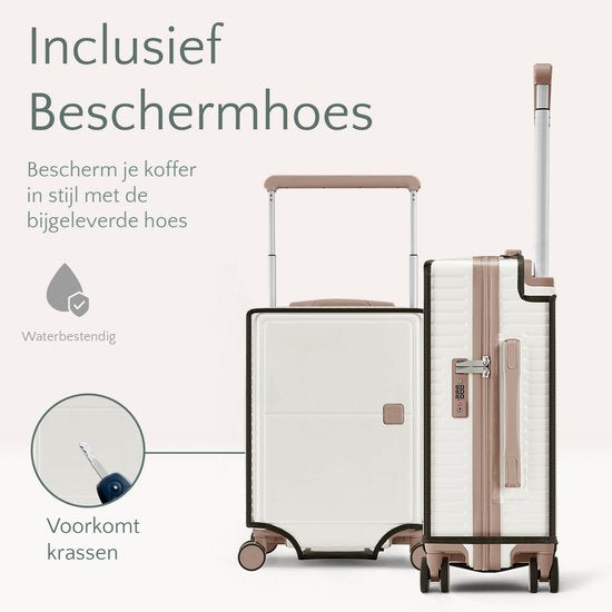 SC City Walker - Medium Reiskoffer 77L - Lichtgewicht & Sterk - 360° Spinner Wielen - Origineel TSA-slot - Inclusief Beschermhoes & Wetpouch - 66 x 45 x 26 cm - Beige