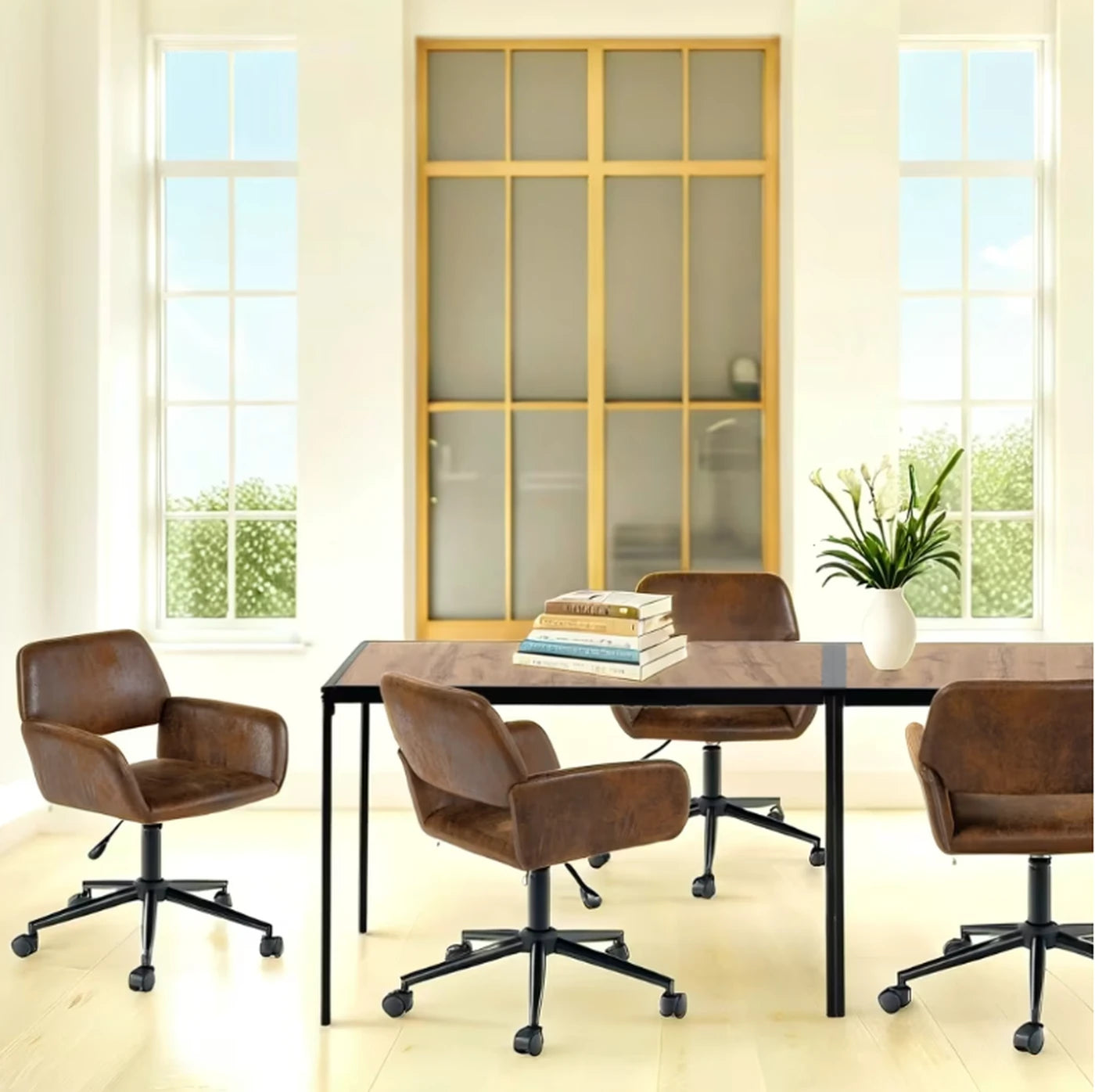 Urban Meuble Eettafel 120 x 75 cm - Houtlook - Zwart Metalen Frame - Minimalistisch