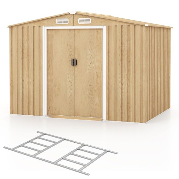 Tuinhuisje van Gegalvaniseerd Staal 7m³ met Schuifdeur EN Ventilatiegaten - 2 paar Handschoenen