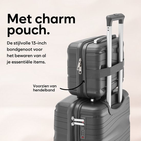 SC Travelin' Charm – 28-inch Grote Reiskoffer - Cijferslot - 41x24x69 cm - 98L - Lichtgewicht, Waterdicht & Duurzaam - Antraciet V2