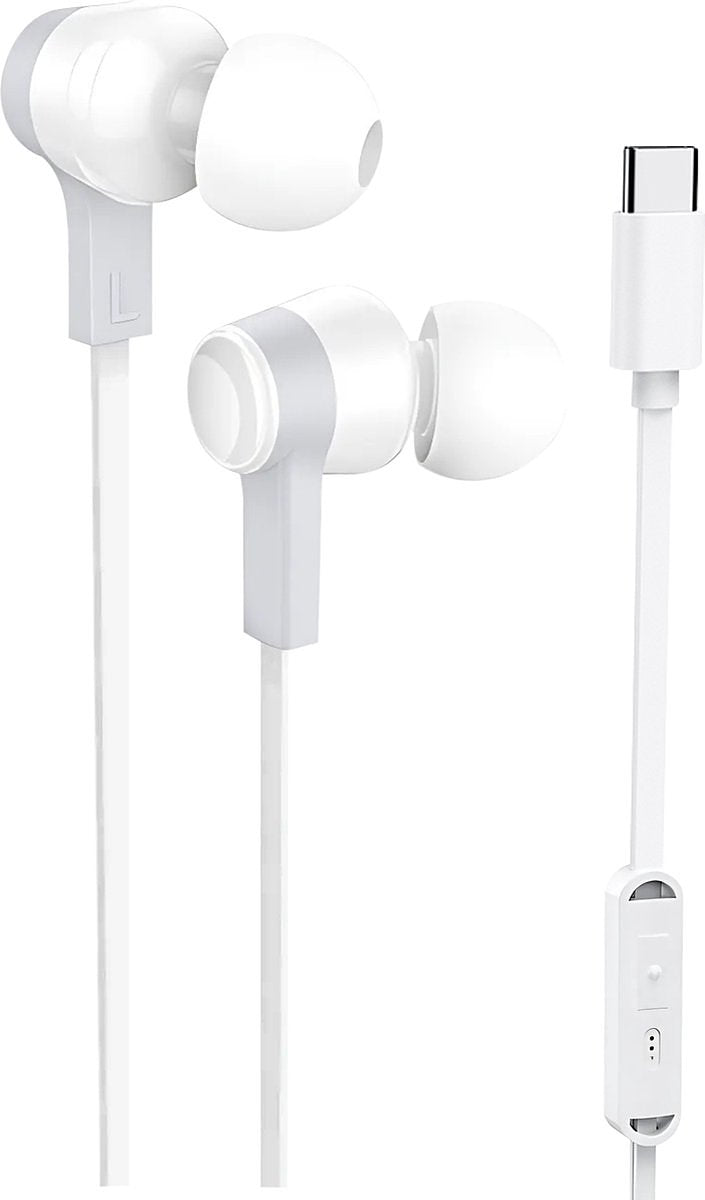 Golden Sound Bedrade oordopjes - Siliconen eartips - Oordopjes met draad en microfoon USB-C aansluiting - Wit