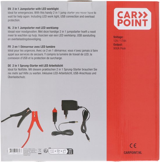 Carpoint Jumpstarter – 12 Volt – Continue vermogen 400A – LED verlichting – Starthulp