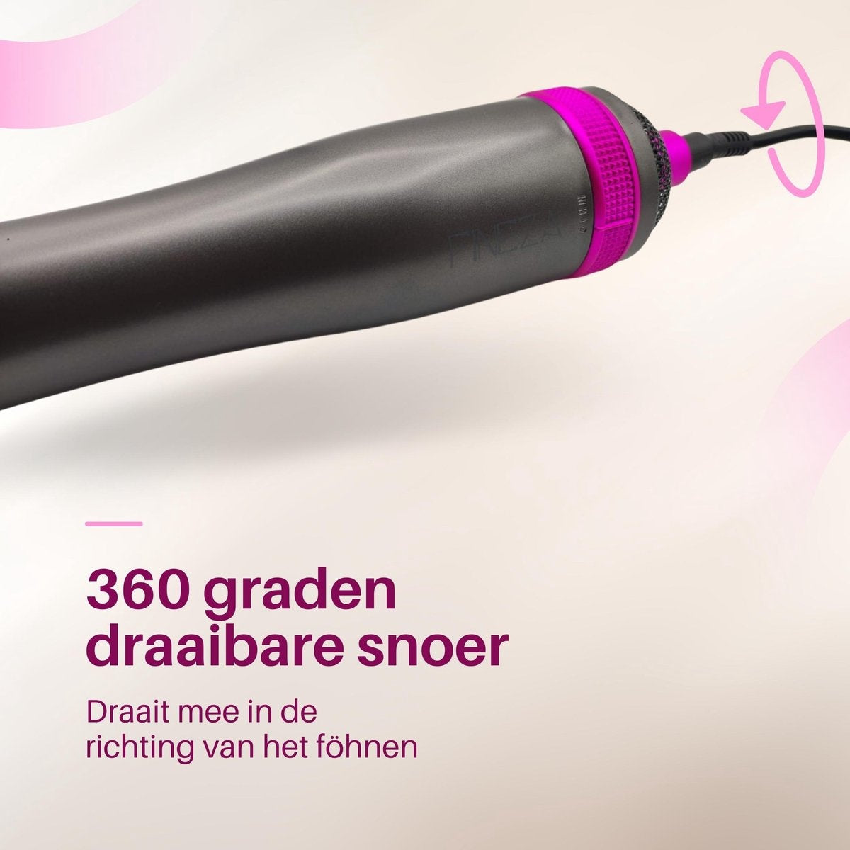 Fineza Föhnborstel Set - Föhn - Krulborstel - Zilver/Roze