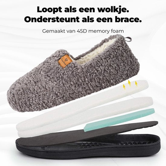 Pantoffels Dames - Sloffen - Maat 40/41 - Grijs - Anti-slip - Comfeet
